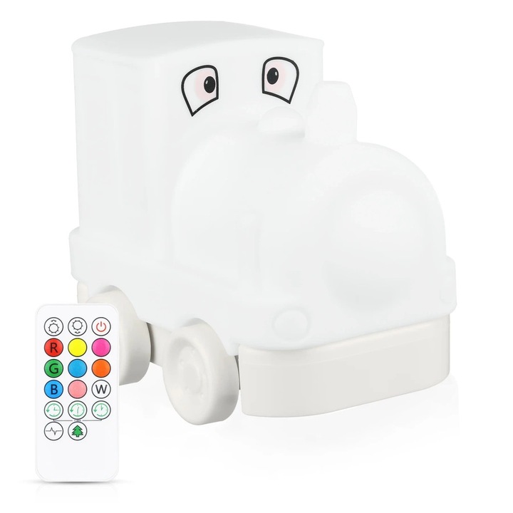 Lampa de noapte LED RGB, JL-601, 9 cm, 700 mAh, 9 culori, telecomanda, temporizator 15/30/60 min, silicon, fara BPA, portabila, usoara