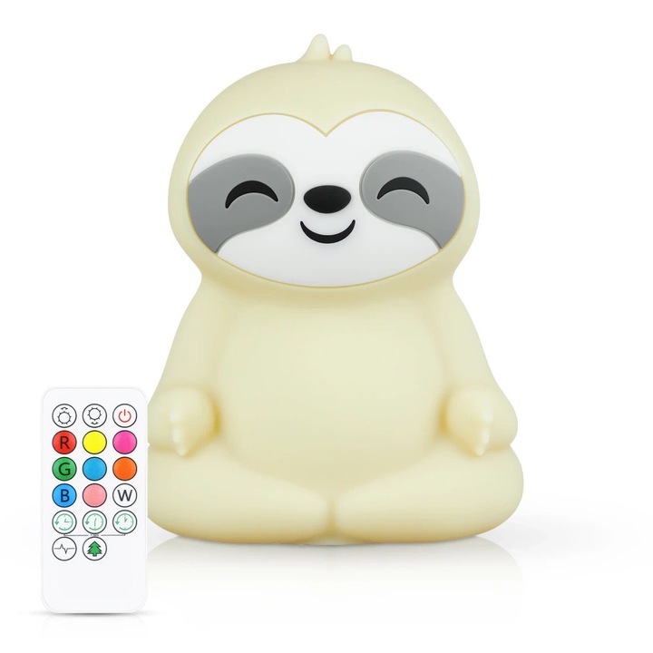 Lampa de noapte LED, JL-243, 10 cm, 700 mAh, 9 culori, control tactil, cronometru 15/30/60 min, silicon, portabila, usoara, fara BPA, ideala pentru copii, cu baterie incorporata