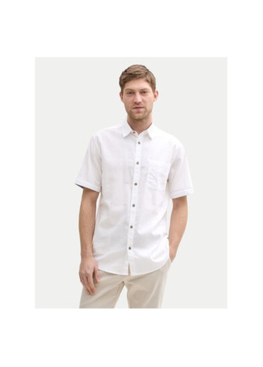 Tom Tailor férfi ing, 1045098, lenvászon/pamut, fehér, Fehér