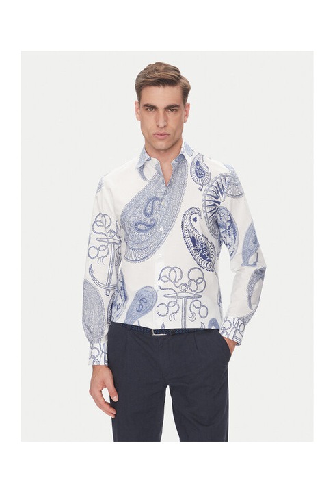 Camasa barbati Baldessarini, B3 56017.3719, Bumbac, Alb/Albastru, Alb/Albastru