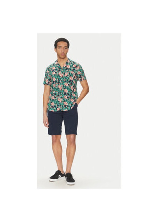 Férfi kevert anyagú ing, 20718226, viszkóz, zöld, Zöld