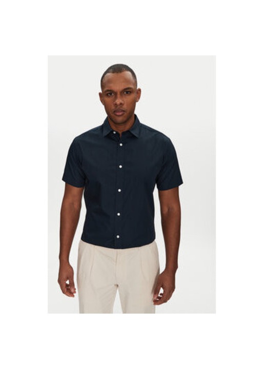 Мъжка риза Jack Jones, 12195062, памук/полиестер, тъмносиня, Тъмносин