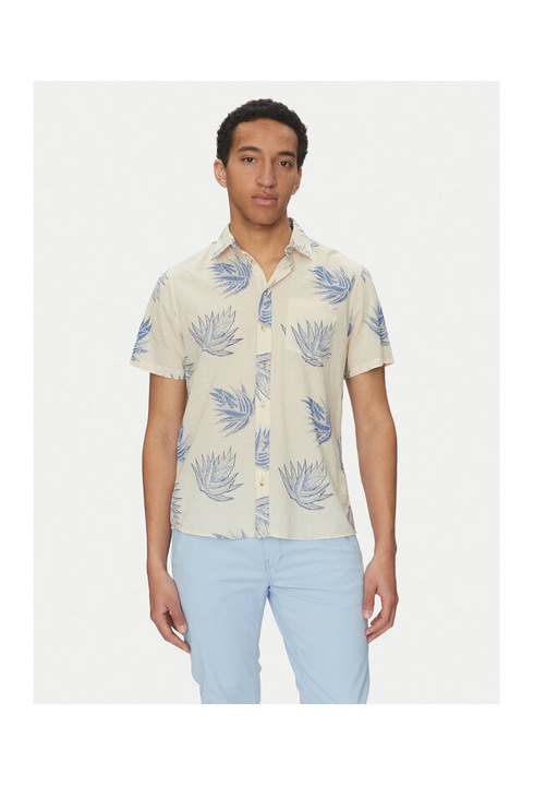 Férfi kevert anyagú ing, 20718216, pamut, bézs, Bézs