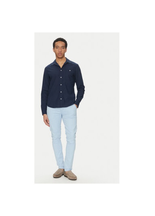 Férfi kevert anyagú ing, 20718400, len/pamut, sötétkék, Tengerészkék