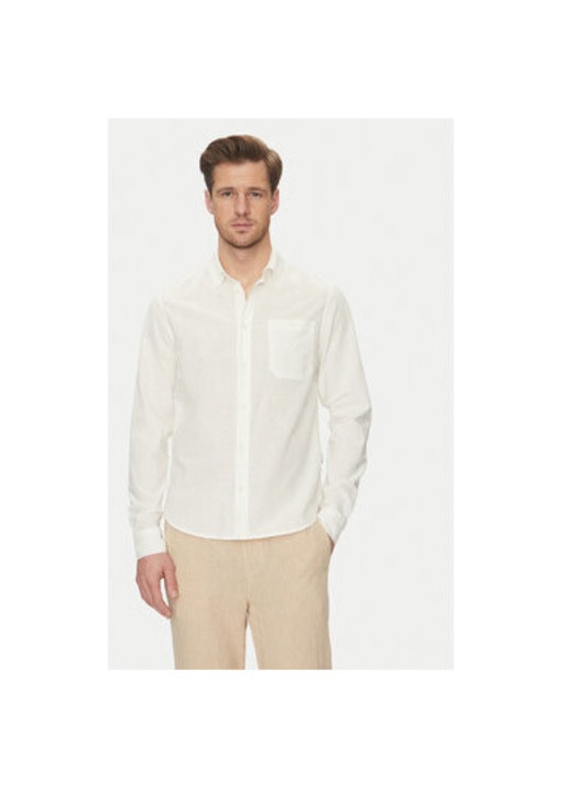 Férfi kevert anyagú ing, 20718400, len/pamut, fehér, Fehér