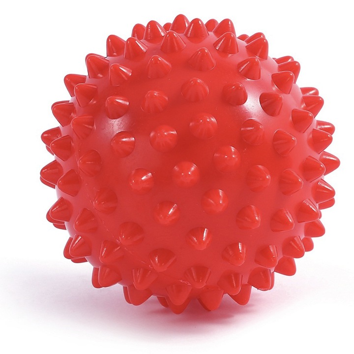 Minge masaj Bedex® cu puncte de presiune, PVC ferm, relaxare musculara, yoga & fitness, trigger-point, 9 cm, culoare rosu