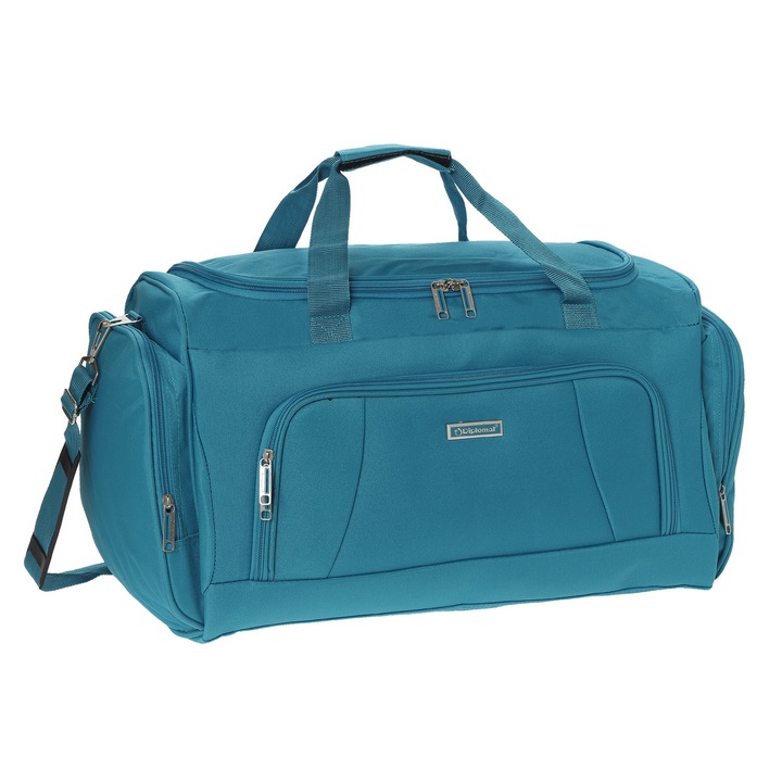 Geanta de voiaj/sport Diplomat ZC444, 60x31x28 cm, poliester rezistent, curea detasabila, turcoaz