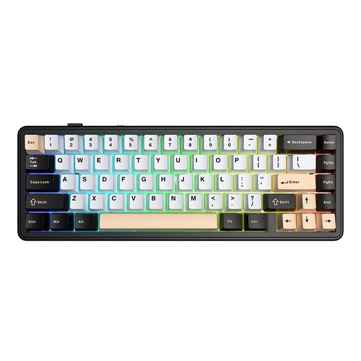 Tastatura Gaming, Aula F65 Black Blue, Hotswap RGB Gasket Bluetooth Wireless, Negru