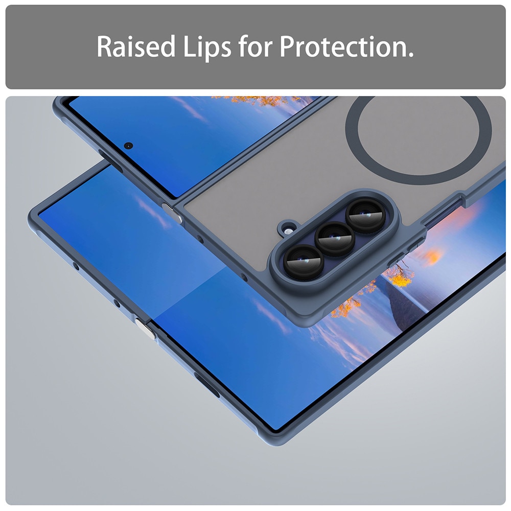 Husa Matte MagSafe pentru Samsung Galaxy Z Fold7, protectie completa, contur albastru