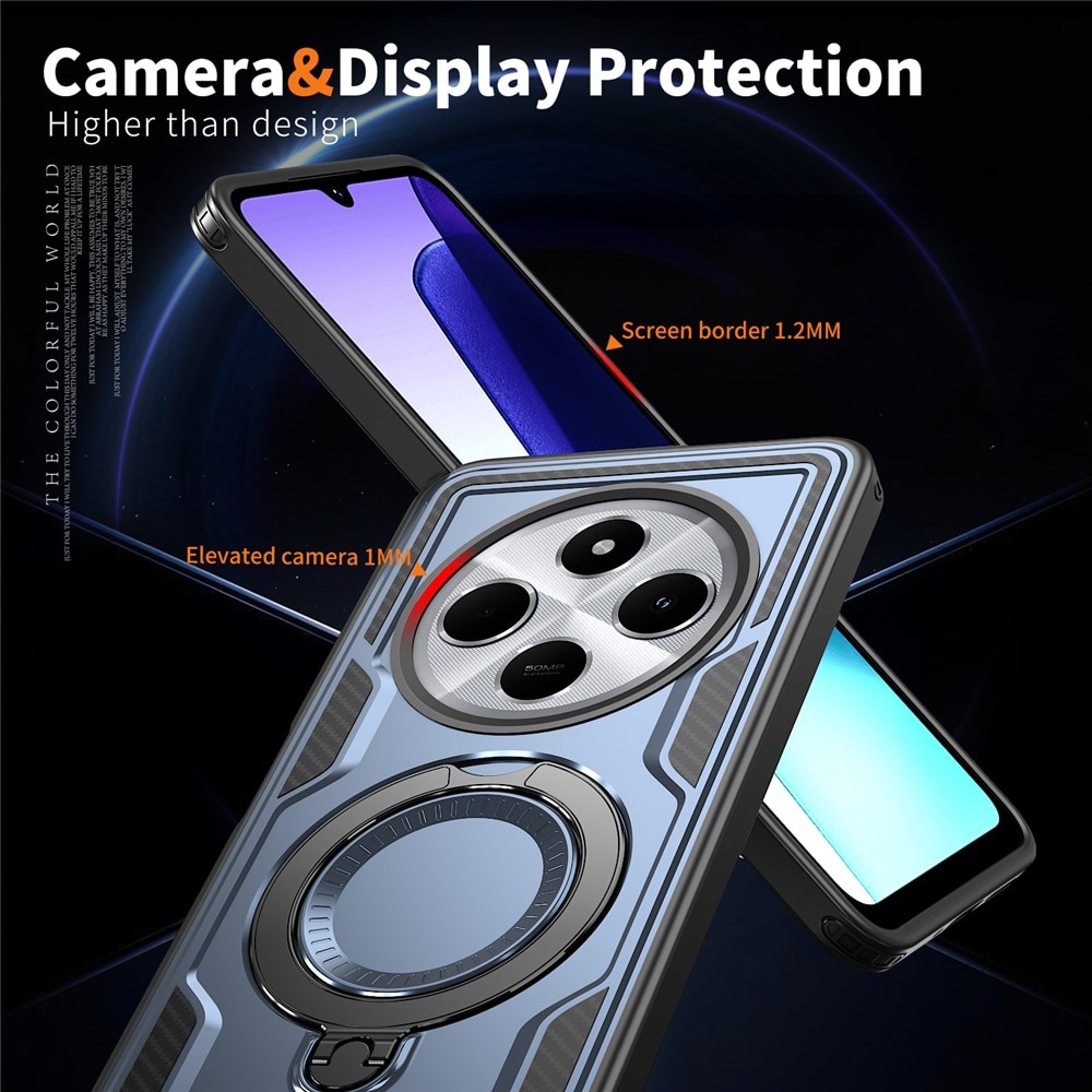 Husa military armour cu inel metalic, ALC MOBILE, compatibila cu Xiaomi Redmi 14C, Albastru