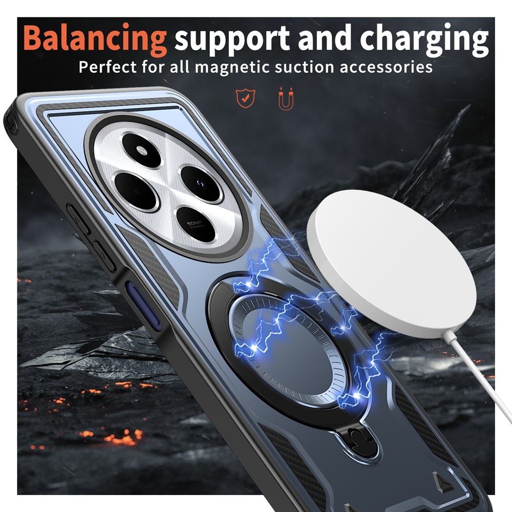 Husa military armour cu inel metalic, ALC MOBILE, compatibila cu Xiaomi Redmi 14C, Albastru