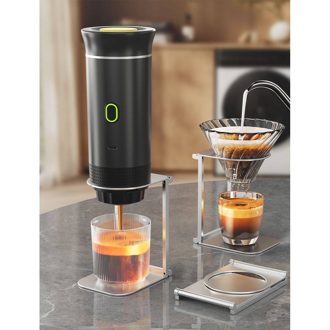 Espressor portabil wireless Planet Tech 3 in 1, 20 bar, compatibil cu capsule Nespresso, Dolce Gusto, cafea macinata, alb