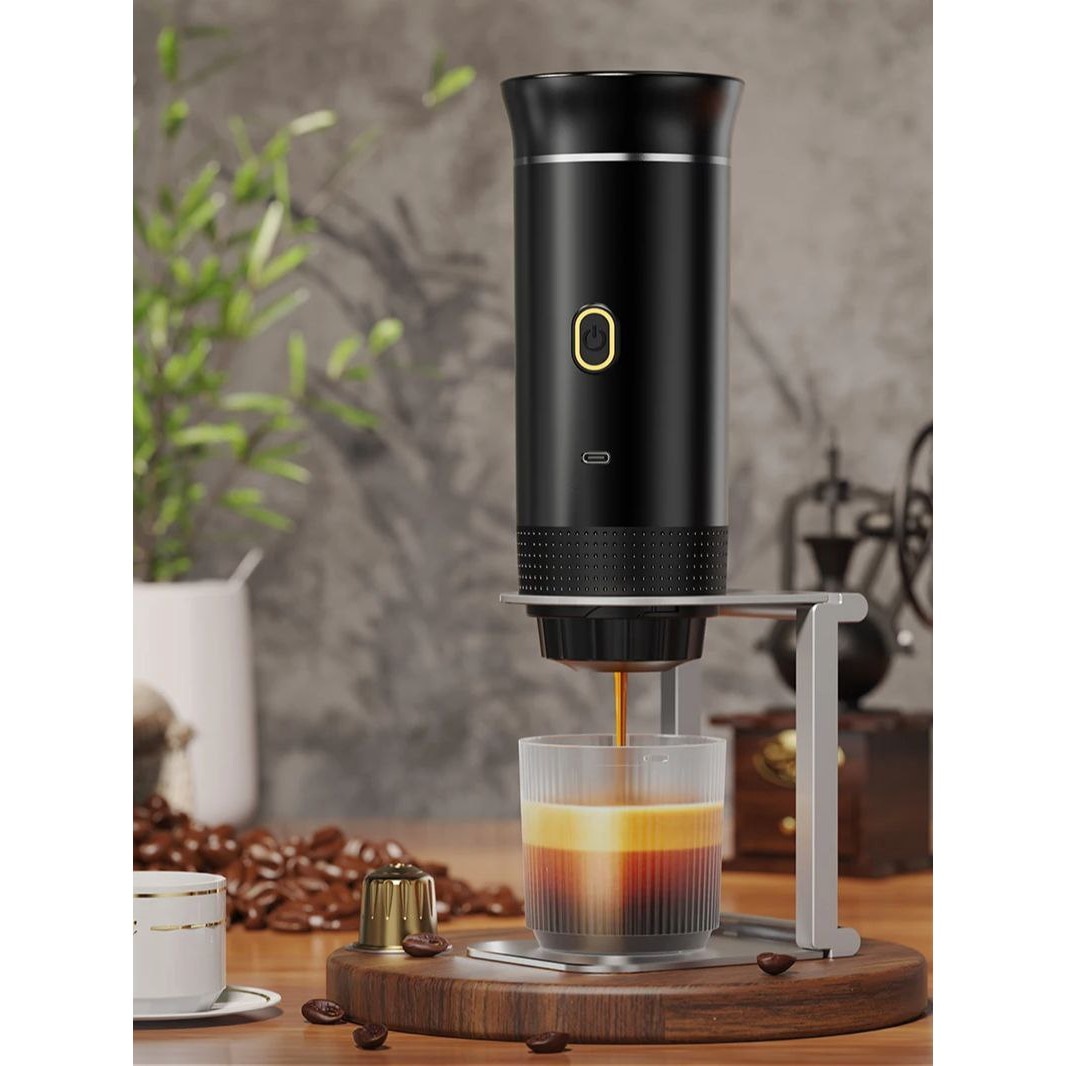 Espressor portabil wireless Planet Tech 3 in 1, 20 bar, compatibil cu capsule Nespresso, Dolce Gusto, cafea macinata, alb