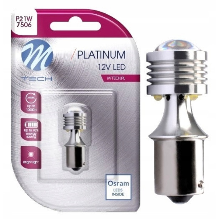 Set 2 Becuri LED P21W M-Tech pentru Audi A6 C6, 12V, 4 diode, CANBUS