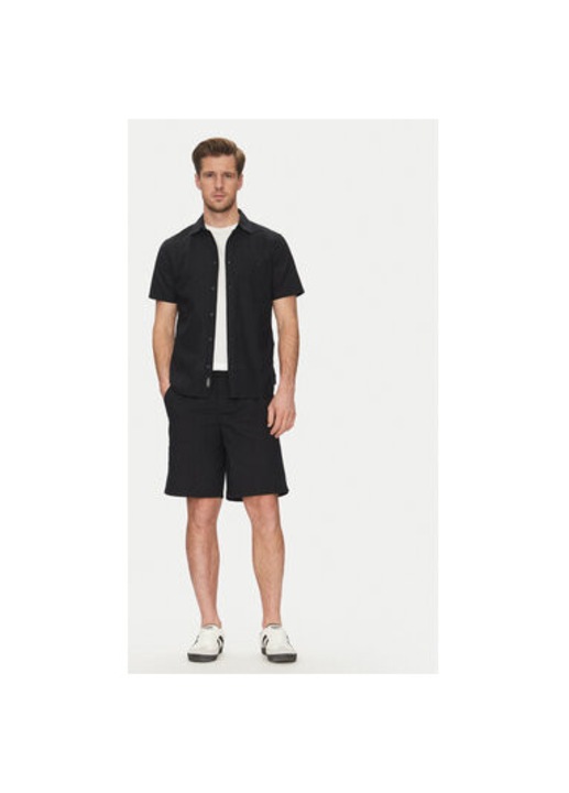Мъжка риза BLEND, 20718401, лен/памук, черна, Черен, M