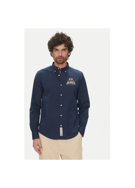 La Martina férfi ing, PP483, pamut, sötétkék, Tengerészkék