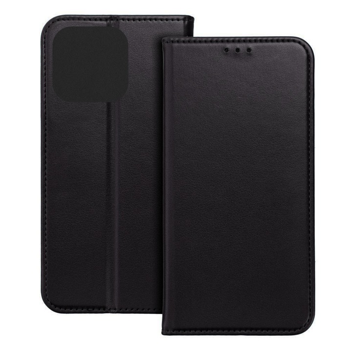 Husa pentru Oppo Reno 14F 5G / Reno14 FS 5G, Piele ecologica, Premium PU Leather Book, Buzunar card, Inchidere magnetica, Functie stand / suport, Decupaj difuzor apeluri, Acoperire completa 360 de grade, Protectie fata-spate, Tip carte, Negru