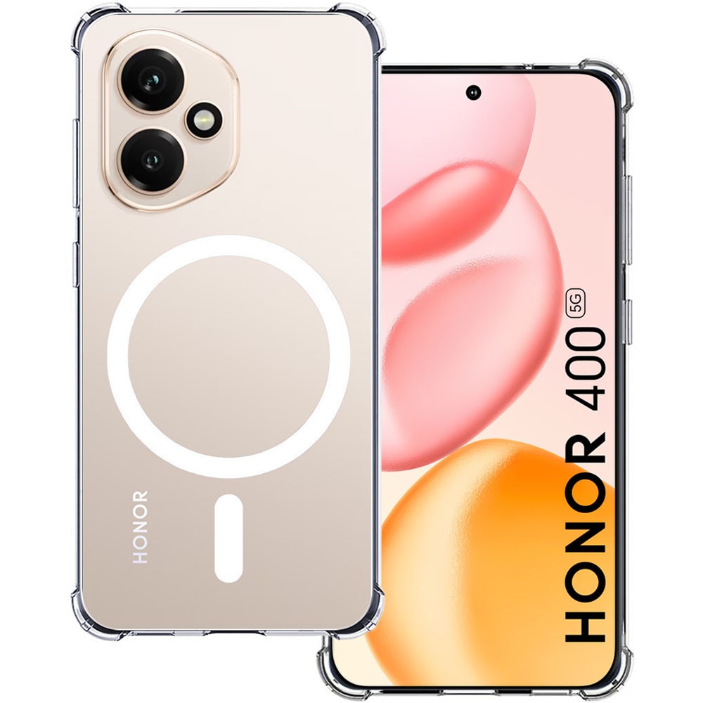 Husa pentru Honor 400, Spate din policarbonat, Clear Magnet Pro, Wireless charging, Colturi aerate cu protectie antisoc, Margine de silicon, Magnetica, Perfect Fit, Transparenta