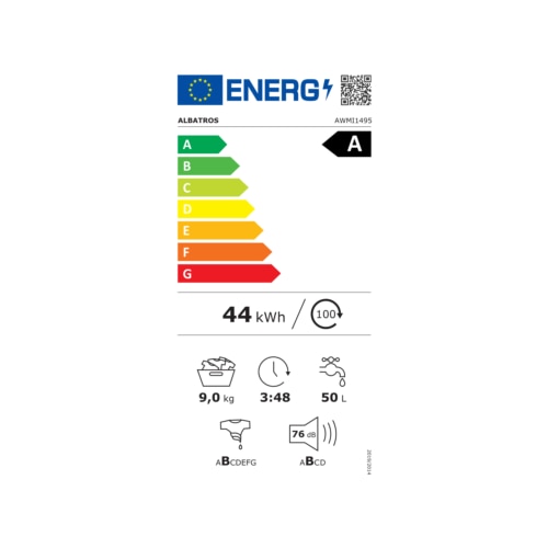 Masina de spalat rufe Albatros AWMI1495, 9 kg, Motor Inverter, Display Led, 16 programe, Clasa energetica A – 10%, Reincarcare cu rufe in timpul spalarii