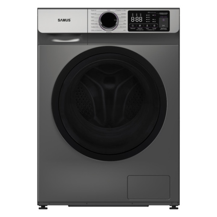 Masini de spalat rufe Samus WSNDI-9142DS, 9 kg, Motor Inverter, 1400 rotatii, Clasa energetica A, Programe speciale: Abur, Blugi, Sport, Tesaturi XXL, Haine copii, gri inchis