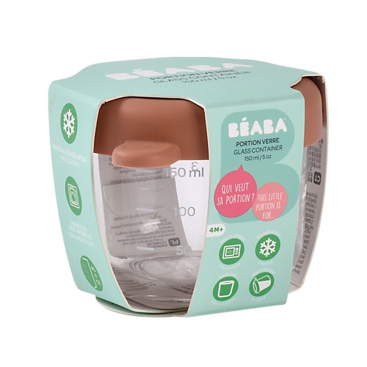 Recipient ermetic sticla Beaba Terracotta, 150 ml