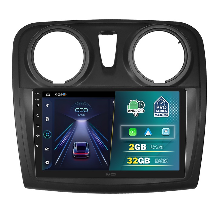 Навигация за Dacia Logan, Sandero, Stepway 2012-2020, MaxTech PRO SERIES, 2 GB Ram 32 GB Rom, Carplay и Android auto, 9" HD сензорен екран, GPS, Wifi, Bluetooth, радио, USB, EQ, DSP, Waze