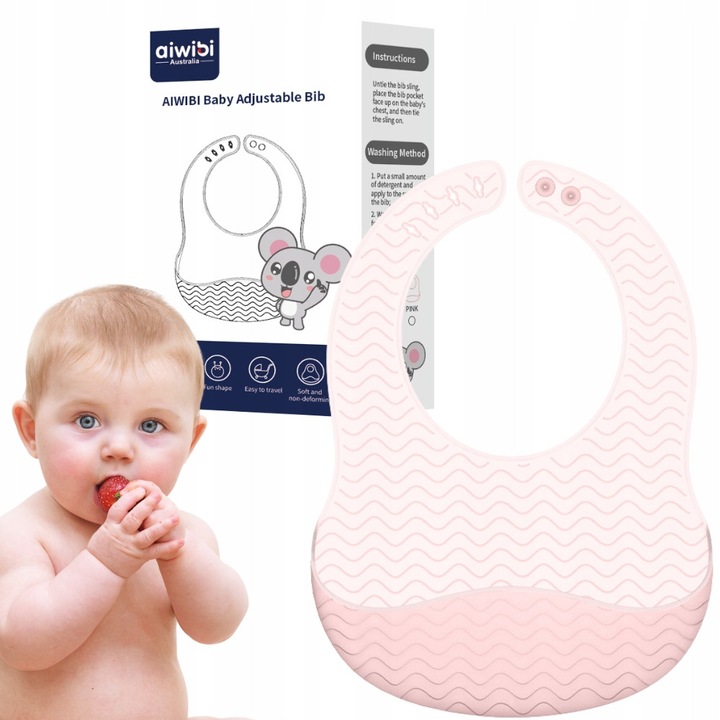 Aiwibi prémium puha szilikon előke, 100%-ban vízálló, mély, szennyeződésmentesítő zsebbel, nagyon könnyen tisztítható és tökéletes a baba etetésének változatosabbá tételéhez