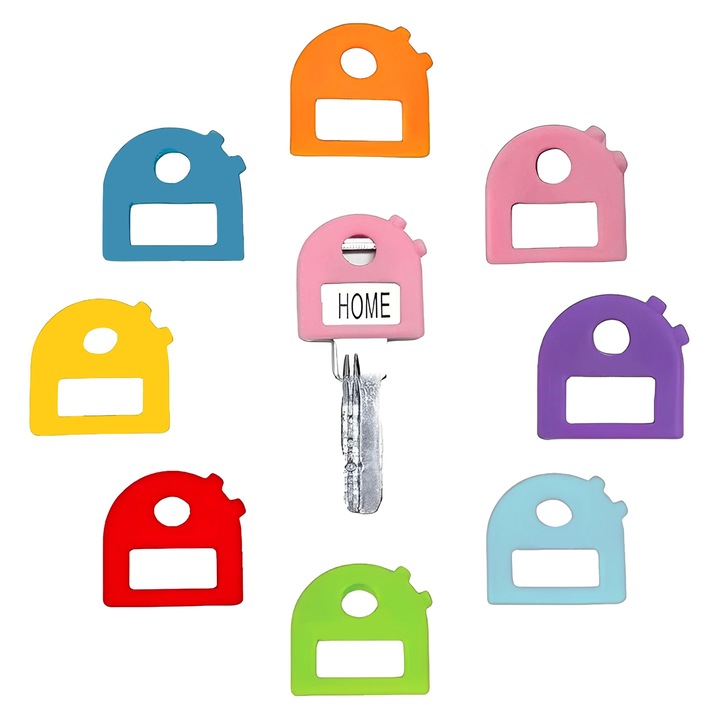 TREXORA kulcstartó készlet, 16 darabos, szilikon, többszínű, 2,3x2,5 cm