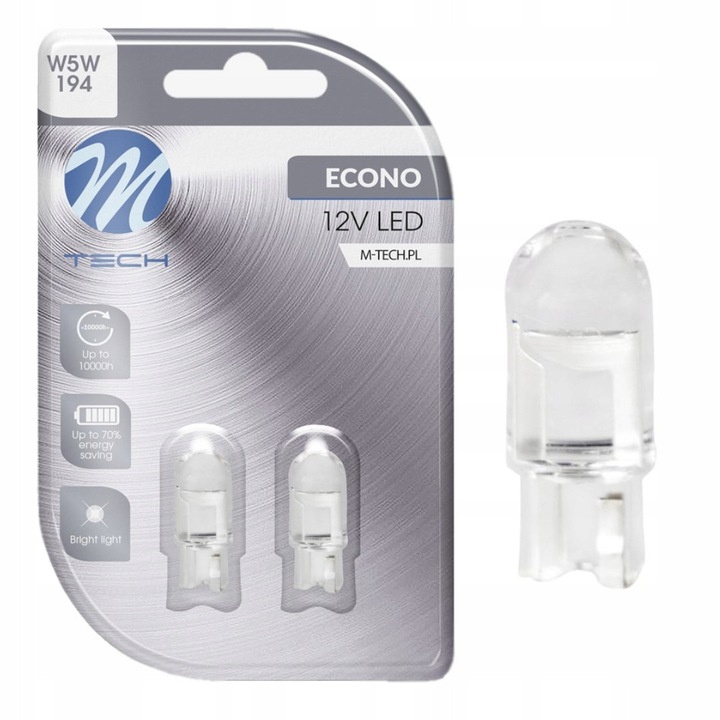 LED крушка W5W T10 M-Tech, 1 диод, 12V, 0.29W, синя, комплект от 2 броя