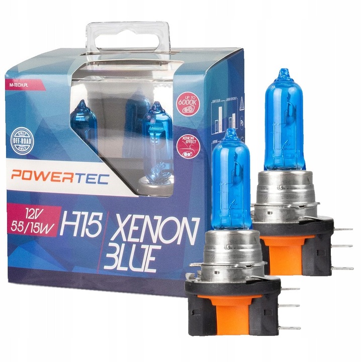 Set 2 becuri H15 Xenon Blue M-Tech 12V 15/55W PGJ23t-1