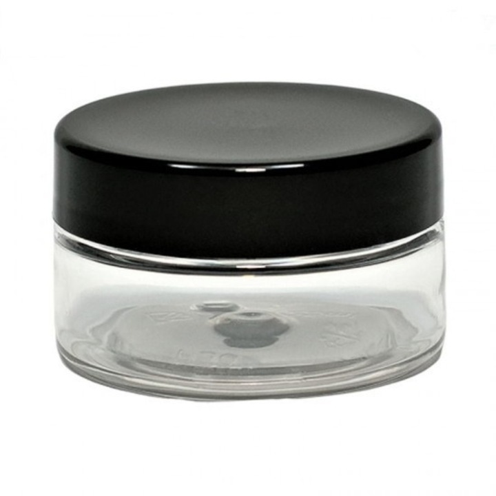 Recipient cosmetic Cutie transparenta, capac negru, 25ml