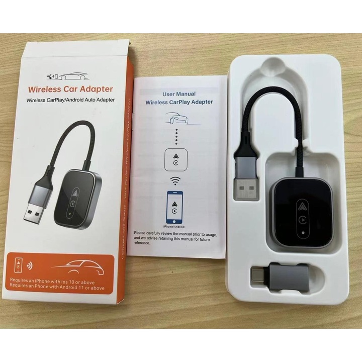 Adaptor CarPlay Wireless YAYO, compatibil cu iOS și Android, conexiune WiFi