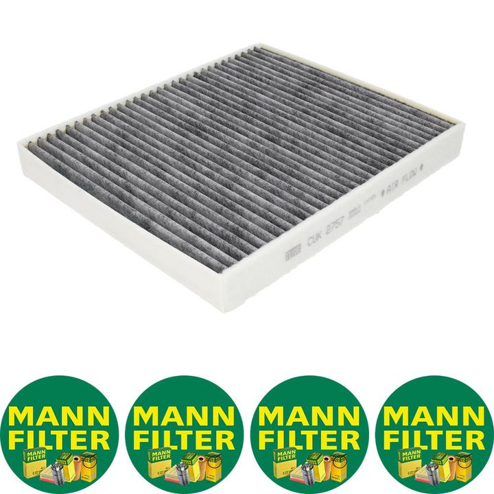 Filtru habitaclu cu carbon activat Auto Mann Filter CUK 2757 pentru CHEVROLET ZAFIRA, OPEL ASTRA G, ASTRA G CLASSIC, ASTRA G/KOMBI, ZAFIRA A, ZAFIRA B, ZAFIRA B/MINIVAN 1.2-2.2D 02.98-04.15, 4 stickere Mann Filru