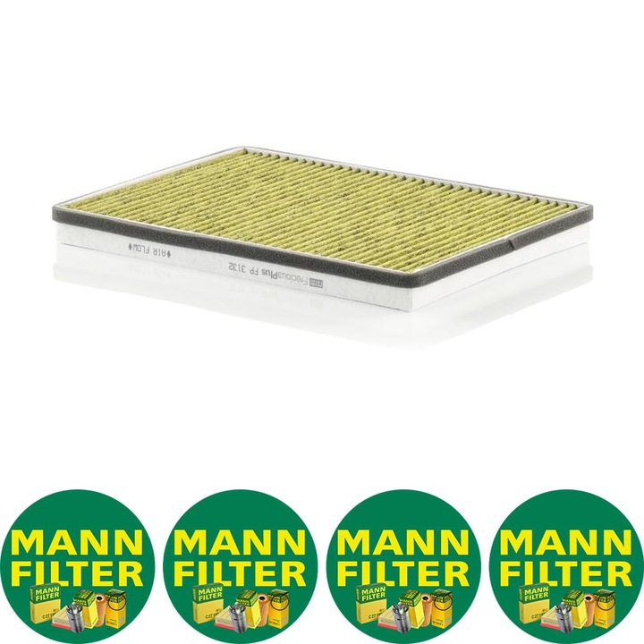 Filtru habitaclu cu carbon activat, cu polifenol Auto Mann Filter FP 3132 pentru DAF 95 XF, CF 85, XF 105, XF 106, XF 95 01.97, 4 stickere Mann Filru