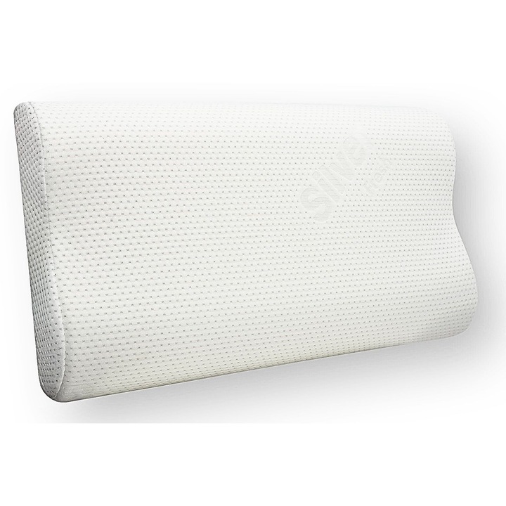 Perna Ortopedica Uzual Silver Fresh, Ergonomica, cu Spuma cu Memorie, 42x72x11-13cm