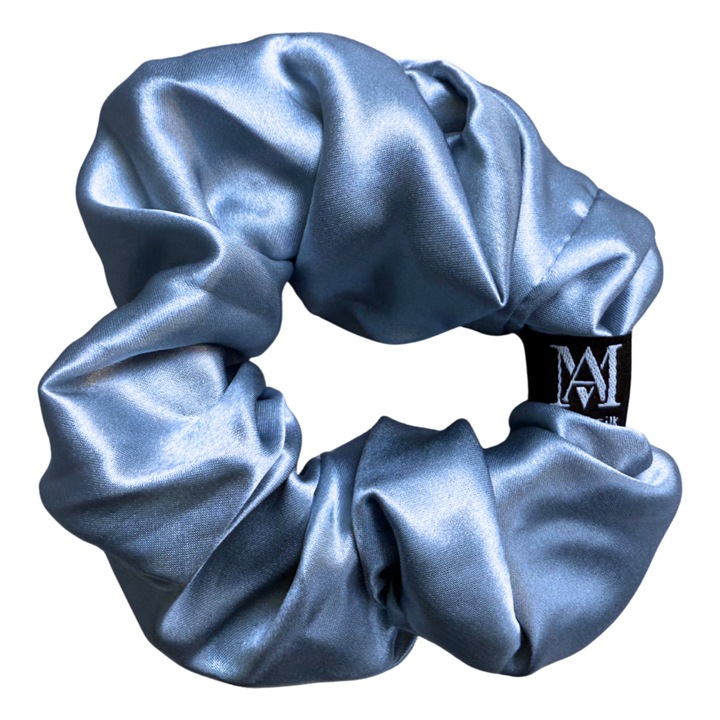 Elastic de Par din Matase Naturala 22 momme, Haze Blue, L, Calitate Premium - Matasia®