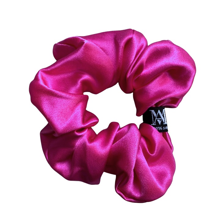 Elastic de Par din Matase Naturala 22 momme, Fucsia, L, Calitate Premium - Matasia®