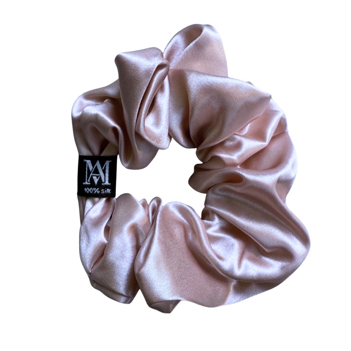 Elastic de Par din Matase Naturala 22 momme, Roz Pudra, L, Calitate Premium - Matasia®