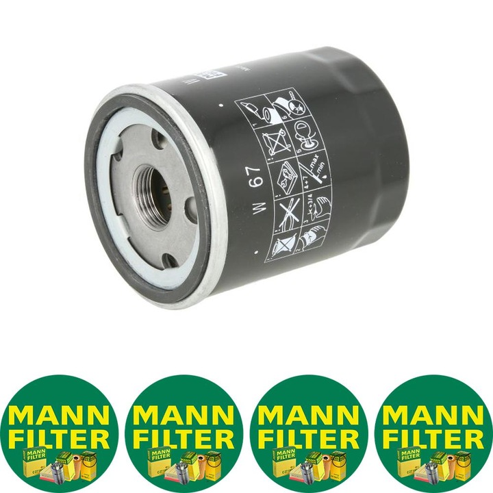 Filtru ulei Auto Mann Filter W 67 pentru MITSUBISHI COLT CZC VI, COLT VI, LANCER VIII, NISSAN SKYLINE, SMART FORFOUR 1.1-3.7 01.04, 4 stickere Mann Filru