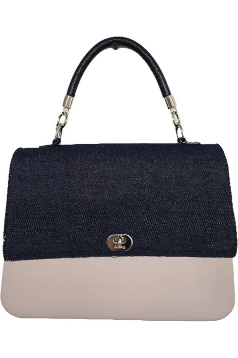 Geantă O bag, roz prafuit/bleumarin, de mână