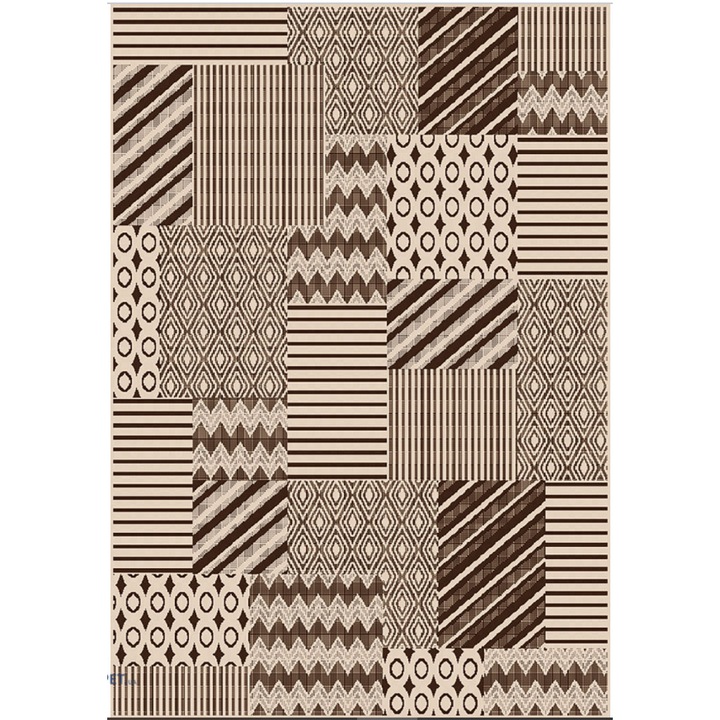 Covor Bucatarie Tip Iuta, Model Covorexpert Natura 19210-19, Marime 100 x 200 cm, Crem, Maro, Antialergic, Polipropilena, Living, Sufragerie, Terasa, Birou 100 x 200