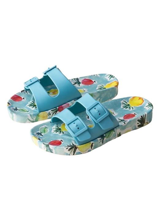 Papuci dama Madame Coco, albastru, PVC