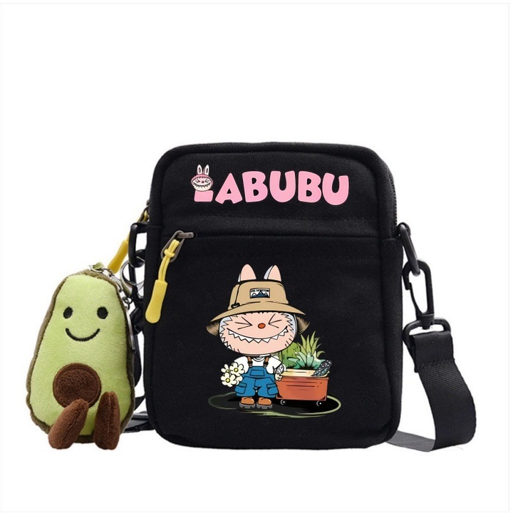 Чанта за през рамо Labubu Crossbody, платнена, черна, Bag-7