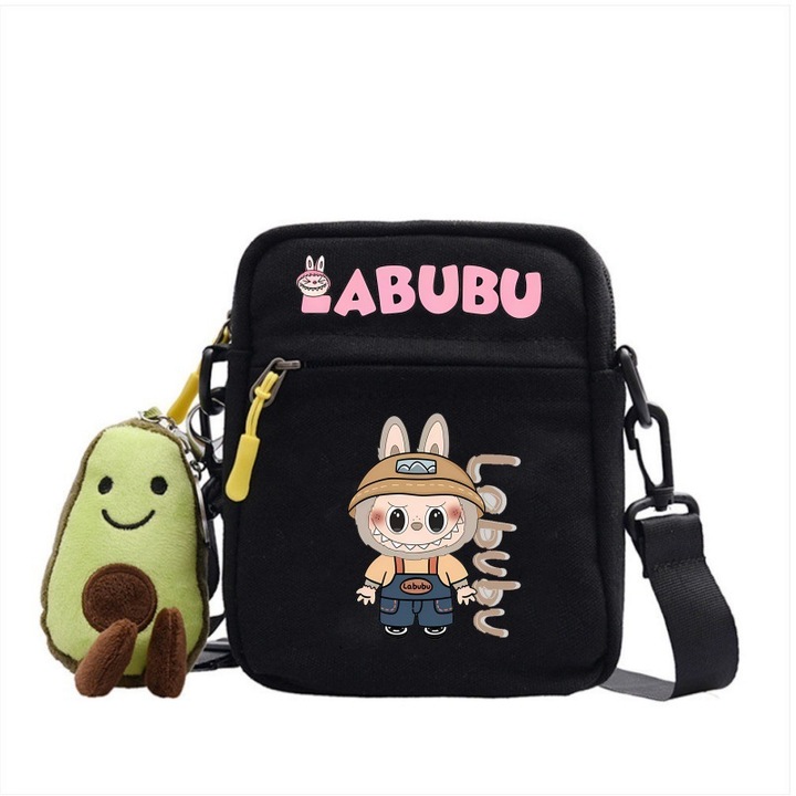 Чанта за през рамо Labubu Crossbody, платнена, черна, Bag-3