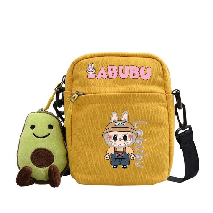 Чанта за през рамо Labubu Crossbody, платнена, жълта, Bag-3