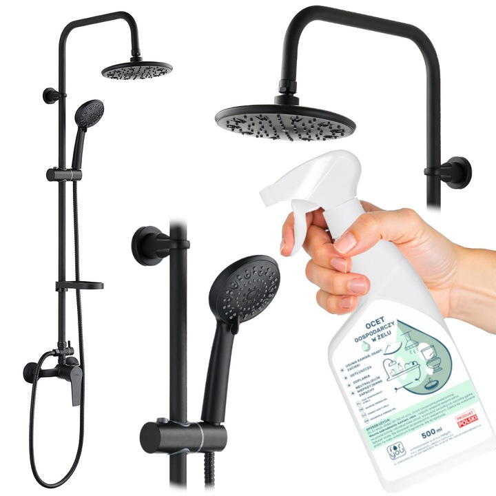 Zuhanyszett ENNA, KUCHINOX, fekete, 3 funkció, 1055 mm