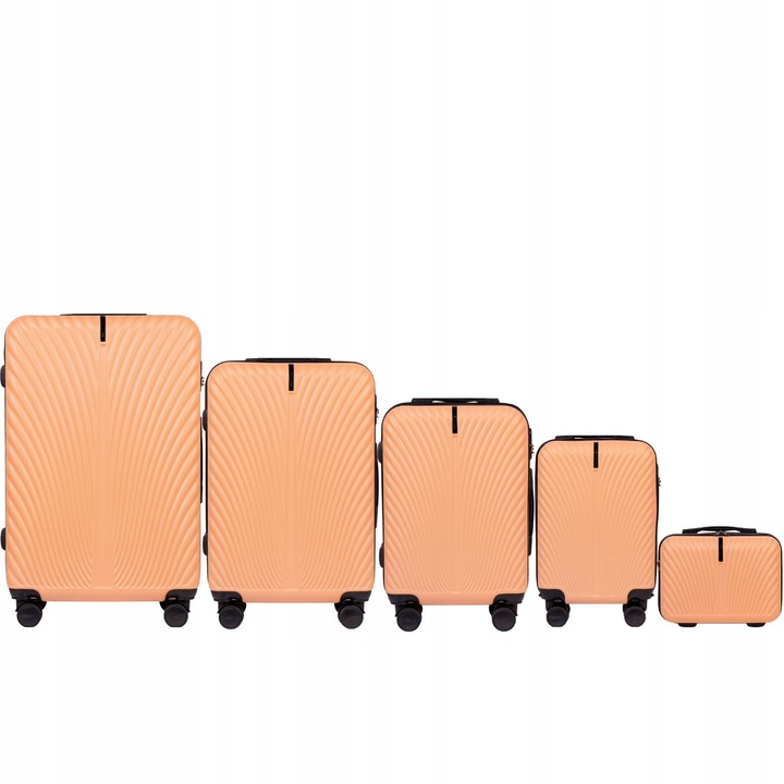 Set 5 valize, Wings, ABS, Portocaliu/Negru