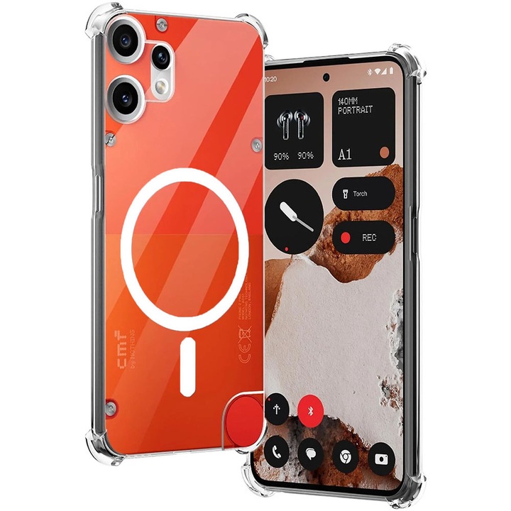 Husa pentru Nothing CMF Phone 2 Pro, Spate din policarbonat, Clear Magnet Pro, Wireless charging, Colturi aerate cu protectie antisoc, Margine de silicon, Magnetica, Perfect Fit, Transparenta