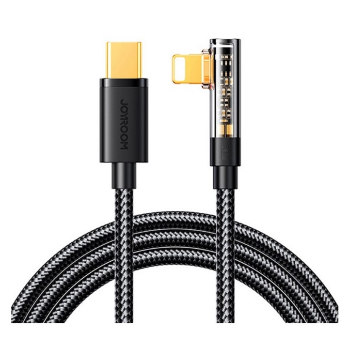Joyroom adatkábel, type-c - lightning, 20w, gyorstöltő, 120cm, 90 fokos, fekete