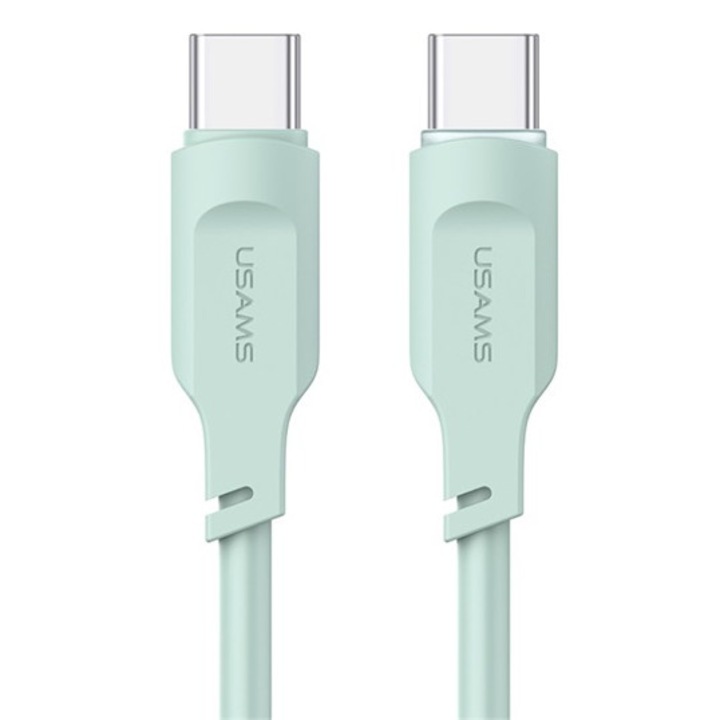 Usams lithe series adatkábel, type-c - type-c, 100w, pd gyorstöltő, 120cm, led jelzés, világoszöld